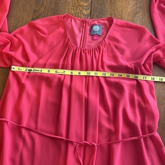 Vince Camuto Womens Orange Tie Lined Blouson Sleeve Dress gathered neck size 6 - Picture 10 of 16